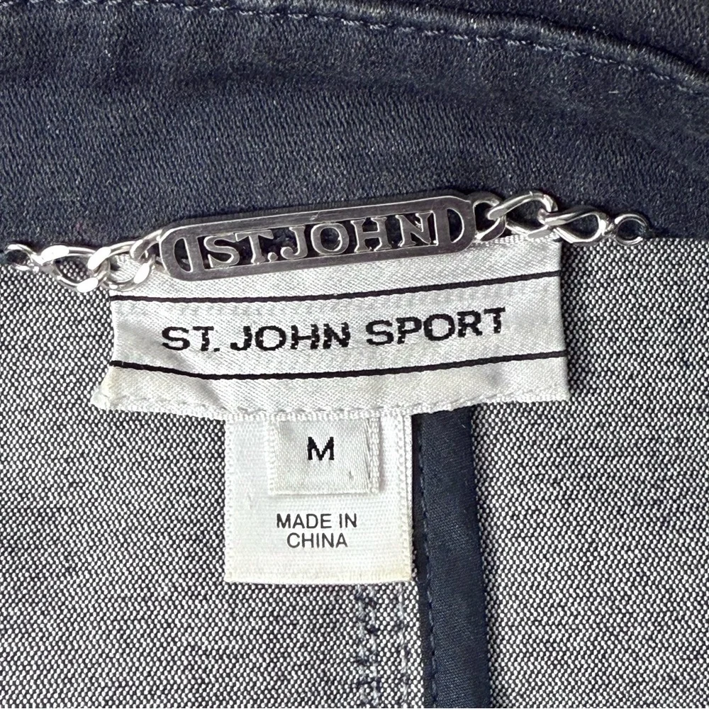 ST. JOHN Sport M Nautical Double Breasted Navy Cotton Blend Medium Blazer - Picture 5 of 15